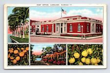 WB Postcard Lakeland FL Florida Multi-View Post Office Oranges Flowers picture