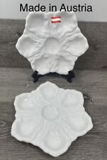 Victoria Carlsbad Oyster Plate Austria  White Round  6 Oyster Wells~ Set of 2 picture