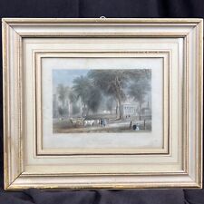 Antique Scene Of Yale College & State House 1838~University Framed~George Virtue picture
