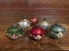 6 Vintage Mercury Glass Teapot Christmas Tree Ornaments picture