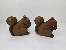 Vtg Pair Of 2 Burwood Squirrel Bookends Brown Faux Wood Book Shelf Ends MCM 4.5
