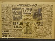Paper Ephemera  Headlines 1945 NYC Dailey News center page Dec.31 1945 picture