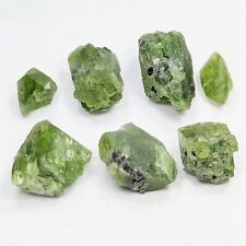 Small 7 Pcs Lot Of Natural Green Diopside Crystals From Afghanistan, 54 Grams picture