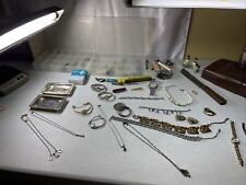 Vintage Junk Drawer Lot Rings Watches Necklaces Pack A Knife .925 10kgf Earrings picture