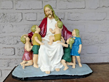 antique large ceramic sculpture jesus with the children statue marked picture