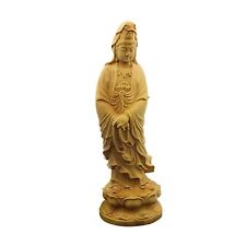 Kannon Goddess of Mercy Japanese Buddhist Statue Tsuge Wood 15cm from Japan picture