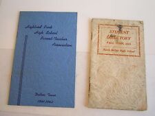 1943 NORTH DALLAS HIGH SCHOOL STUDENT DIRECTORY & 1941 HIGHLAND PARK BOOKLET-BMA picture