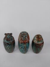 RARE ANCIENT EGYPTIAN ANTIQUE 3 Canopic Jar Ancient Egyptian Stone Statue picture