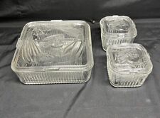 (3) Vintage Federal Clear Glass Refrigerator Boxes With Lids SEE PICTURES  picture