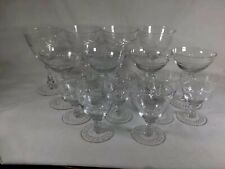 Set Of 14 Antique Circa 20th Antique Crystal Cut Flower Art Wine Glass Glassware picture