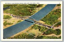 Cape Cod, Massachusetts - Air View of New Bourne Bridge - Vintage Postcards picture