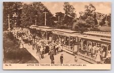c1907~Riverton Trolley Park~Portland Maine ME~Theatre Crowd~Antique Postcard picture