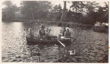 Old Photo Snapshot Woman Girls Boys Rising A Boat #48 Z24 picture