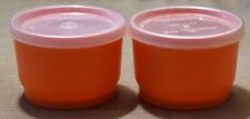 Vintage Tupperware Small Orange Snack Bowl Container Cups Set Of 2 W/Lids - 1229 picture