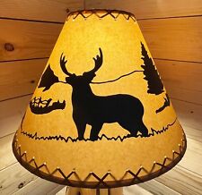 Rustic Oiled Kraft Lamp Shade with Deer Design - 18
