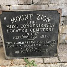 VINTAGE  METAL SIGN  JEWISH ZION CEMETERY  RARE   HISTORY picture