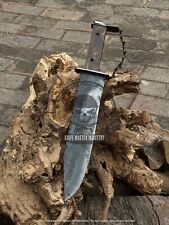 FANCY ANTIQUE HANDMADE CARBON STEEL  HUNTING SURVIVAL FIXED BLADE BOWIE KNIFE picture