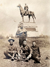 CIVIL WAR WW1 US ARMY SOLDIERS AT GETTYSBURG MAJ GEN GEORGE MEADE STATUE PHOTO picture