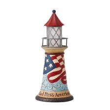 Jim Shore Heartwood Creek Patriotic Lighted Lighthouse Figurine 6012434 picture