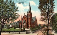 Postcard OH Logan Ohio Catholic Church & Parsonage Unused Vintage PC f2625 picture