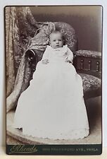 Antique Victorian Cabinet Card Photo Cute Little Girl Boy Child Philadelphia, PA picture