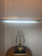 MCM Laurel Lamp Co Brass Lyre Harp Piano Desk Bankers Lamp 16.25” picture