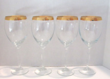 Vintage 1950's Circleware Crystal Classique Gold Rimmed Wine Goblets Lot of 4 picture