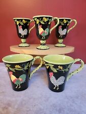 Elisabeth Pohle By Blue Sky Rooster Coffee Mugs Hand Painted Whimsical 12oz 6oz picture