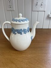 Wedgwood Embossed Queens Ware Blue On Cream Tea Pot picture