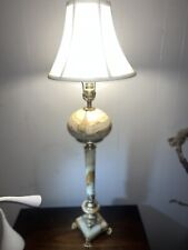 Large art, deco, antique lamp, translucent onyx, huge cloth feet late 1800s picture