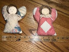 Vintage Patchwork Quilted Angel Christmas Lot of 2, Lace, Grapevine picture