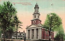 Danbury CT Connecticut, First Congregational Church, Vintage Postcard picture