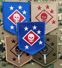 5PCS USMC MARINE RAIDERS Skull WW2 TACTICAL HOOK LOOP PATCH BADGE BLUE FOREST picture
