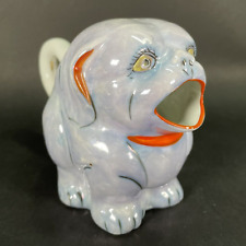 Vintage 1930s PUG DOG CREAMER Blue Orange Lusterware JAPAN Figural picture