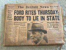 Vintage The Detroit News - April 8, 1947 HENRY FORD DIES picture