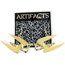 J.J. 1986 Signed Vintage Gold Tone Angel Wing Flight Pierced Earrings Artifacts picture
