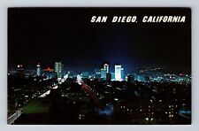San Diego CA-California, Panoramic View at Night, Antique Vintage Postcard picture