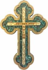 Vintage Cross Filled with Green semi Precious Stones  (8 Inches) picture
