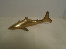 Vintage Solid Brass Shark Figurine / Paperweight 8” Long picture