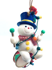 Trevco Christmas Snowman Ornament With Drum and Christmas Lights 2000 picture