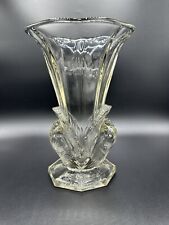 Antique 1930s Tauben (Pigeons) Art Deco Libochovice Glass Vase picture