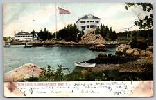 Squantum Club Narragansett Rhode Island American Flag Waterfront VNG Postcard picture