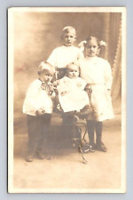 c1904-1918 RPPC Postcard Portrait of Four Children Family Baby picture
