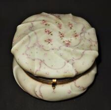 Antique Wave Crest Helmschmied Swirl Glass Opal Ware Powder Dresser Box, 5 1/4