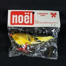 Vtg L'ART DE CHINE Yellow Satin Bird Christmas Ornament Sequins Wire Feet New picture