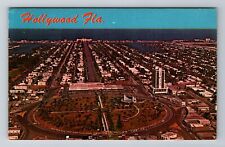 Hollywood FL-Florida, Aerial Of Town Area, Antique, Vintage Souvenir Postcard picture
