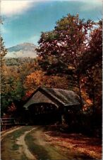 postcard Old Covered Bridge & Mt Liberty Franconia Notch New Hampshire A8 picture