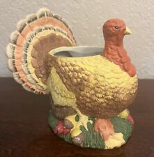 Vintage New Holland Floral Ceramic Turkey Planter Pot Thanksgiving Fall picture