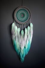 Handmade Large Gray Turquoise Dream Catcher with glass beads Boho style picture