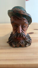 Vintage Hand Carved Wooden Man's Face Tobacco Pipe picture